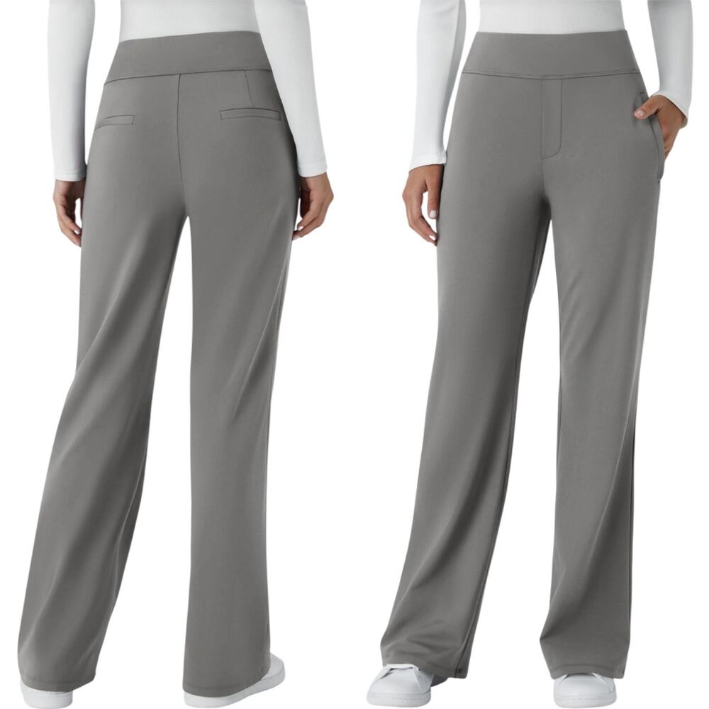 NWT Halara Flex™ DayStretch Mid Rise Side Zipper Pocket Work Flare Pants Gray XS